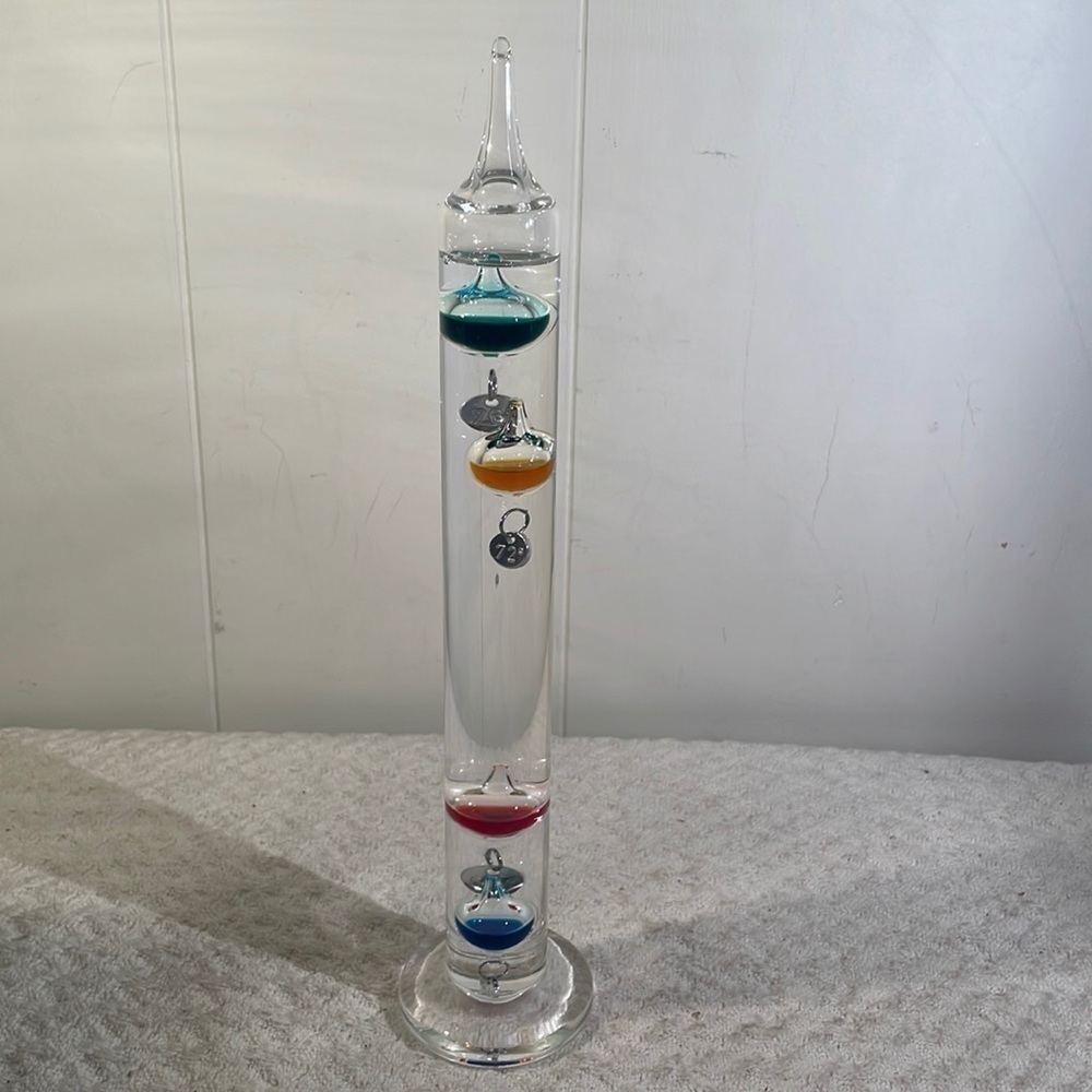 Galileo Teardrop Glass 4 Vial Standing Thermometer